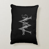 Aangepast, aangepast Initiaal-script monogram Accent Kussen (Achterkant (Verticaal))