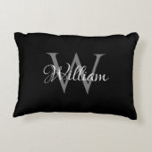 Aangepast, aangepast Initiaal-script monogram Accent Kussen (Achterkant)