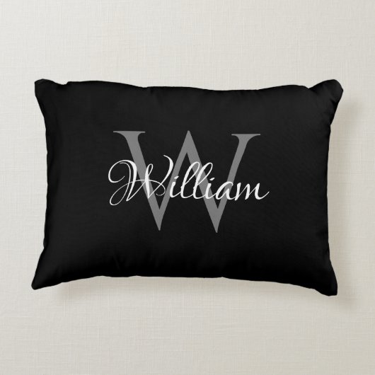 Aangepast, aangepast Initiaal-script monogram Accent Kussen (Achterkant)