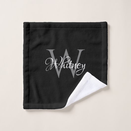 Aangepast, aangepast Initiaal-script monogram Bad Handdoek (Wasdoekje)