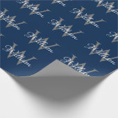 Aangepast, aangepast Initiaal-script monogram Cadeaupapier (Hoek)