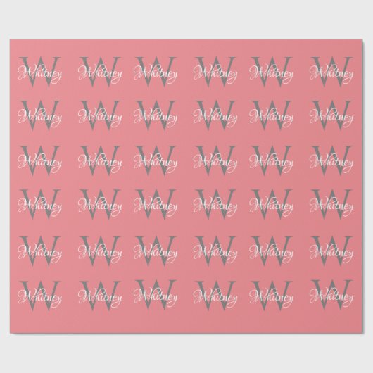 Aangepast, aangepast Initiaal-script monogram Cadeaupapier (Vlak)