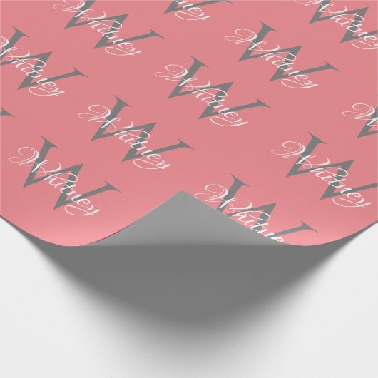 Aangepast, aangepast Initiaal-script monogram Cadeaupapier (Hoek)