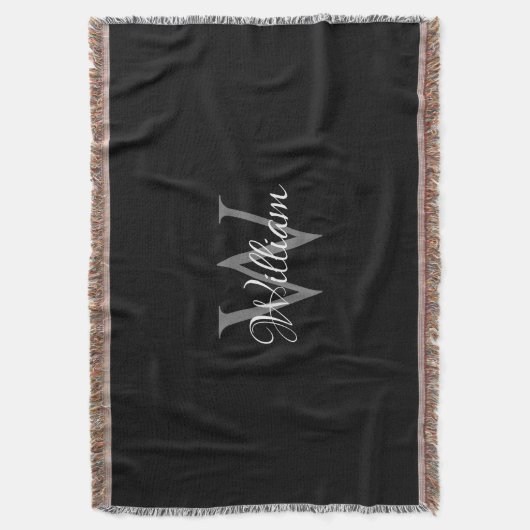 Aangepast, aangepast Initiaal-script monogram Deken (Voorkant Verticaal)