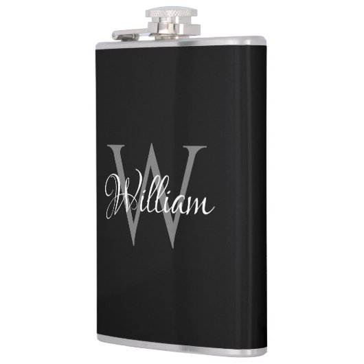 Aangepast, aangepast Initiaal-script monogram Heupfles (Links)