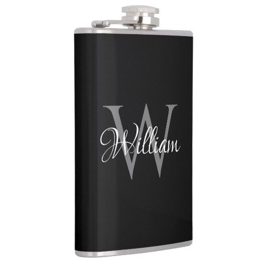 Aangepast, aangepast Initiaal-script monogram Heupfles (Rechts)