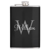 Aangepast, aangepast Initiaal-script monogram Heupfles (Voorkant)