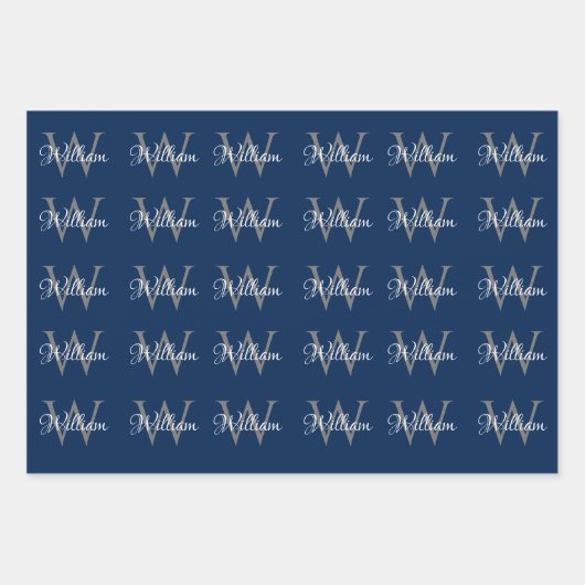 Aangepast, aangepast Initiaal-script monogram Inpakpapier Vel (Voorkant 3)