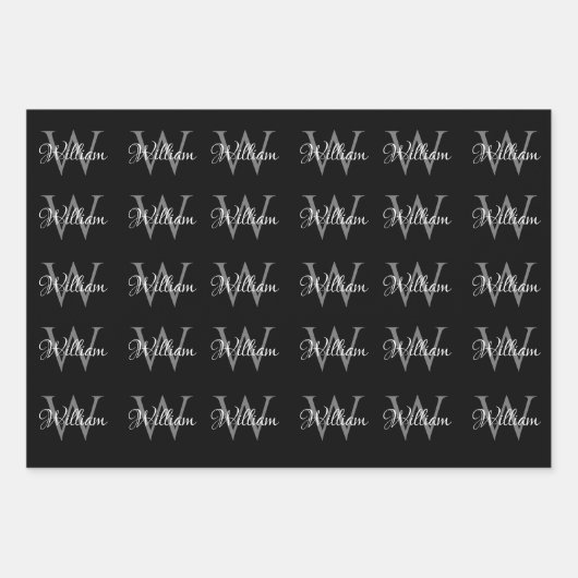 Aangepast, aangepast Initiaal-script monogram Inpakpapier Vel (Voorkant 2)