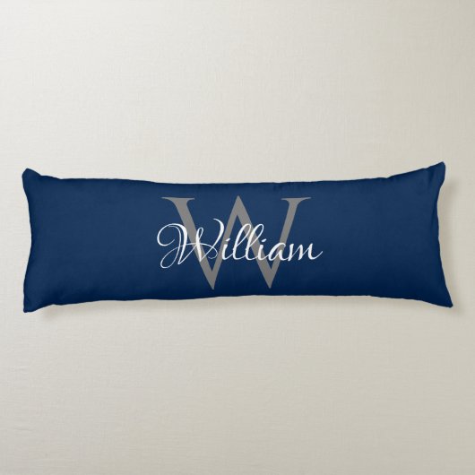 Aangepast, aangepast Initiaal-script monogram Lichaamskussen (Achterkant)