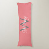 Aangepast, aangepast Initiaal-script monogram Lichaamskussen (Voorkant Verticaal)