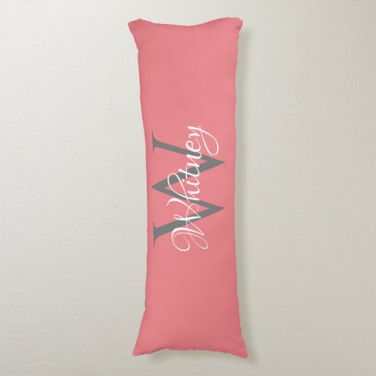 Aangepast, aangepast Initiaal-script monogram Lichaamskussen (Voorkant Verticaal)