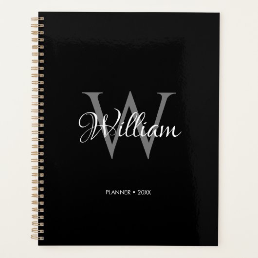 Aangepast, aangepast Initiaal-script monogram Planner (Voorkant)