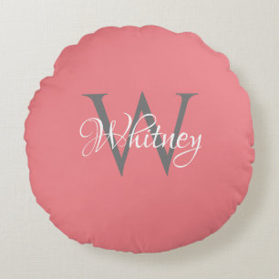 Aangepast, aangepast Initiaal-script monogram Rond Kussen