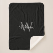 Aangepast, aangepast Initiaal-script monogram Sherpa Deken (Voorkant)
