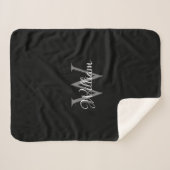 Aangepast, aangepast Initiaal-script monogram Sherpa Deken (Voorkant (horizontaal))