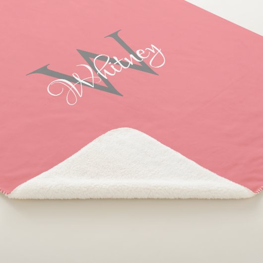 Aangepast, aangepast Initiaal-script monogram Sherpa Deken (3/4)