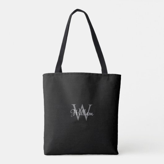 Aangepast, aangepast Initiaal-script monogram Tote Bag (Achterkant)