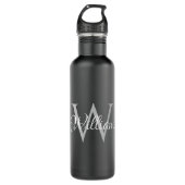 Aangepast, aangepast Initiaal-script monogram Waterfles (Voorkant)