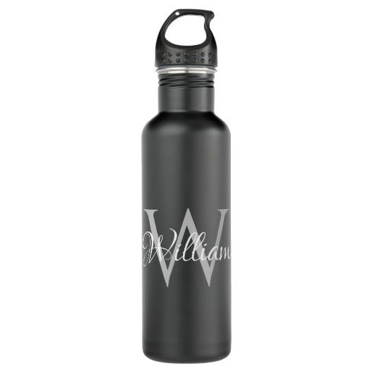 Aangepast, aangepast Initiaal-script monogram Waterfles (Voorkant)