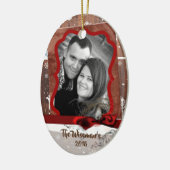 Aangepast aangepast kerstfeest-deer FOTO-sieraadbo Keramisch Ornament (Links)