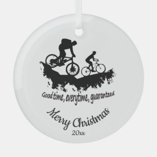 Aangepast aangepast kerstgebondene fietsmeta glas ornament