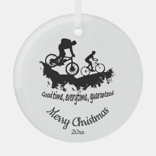 Aangepast aangepast kerstgebondene fietsmeta glas ornament (Voorkant)
