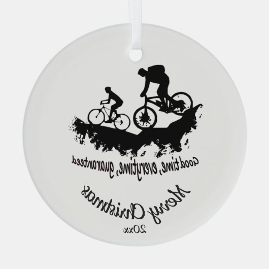 Aangepast aangepast kerstgebondene fietsmeta glas ornament (Achterkant)