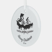Aangepast aangepast kerstgebondene fietsmeta glas ornament (Voorkant links)