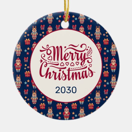 Aangepast aangepast kerstkerstboomkerstmanrenrenbl keramisch ornament (Voorkant)