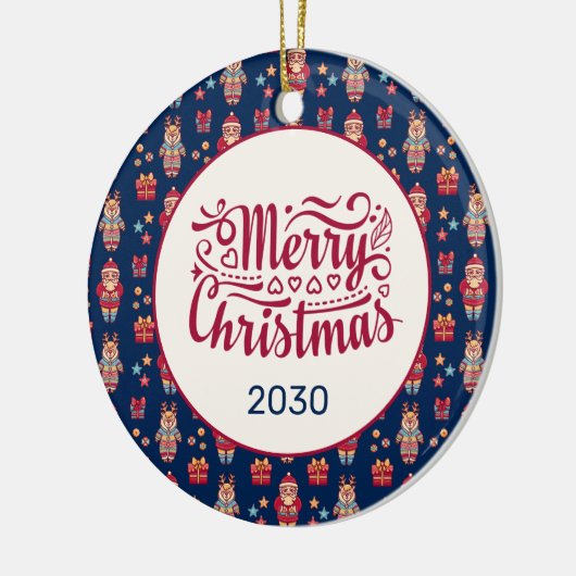 Aangepast aangepast kerstkerstboomkerstmanrenrenbl keramisch ornament (Links)