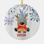 Aangepast aangepast kerstrenrendierprogramma voor  keramisch ornament (Voorkant)