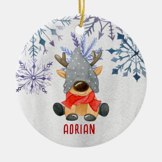 Aangepast aangepast kerstrenrendierprogramma voor  keramisch ornament (Voorkant)