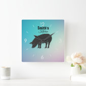 Aangepast, aangepast keuken- varkensplein Logo Vierkante Klok (Huis)