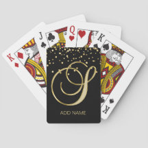 Aangepast aangepast monogram Letter 'S' Gold Black