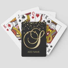 Aangepast aangepast monogram Letter 'S' Gold Black Pokerkaarten