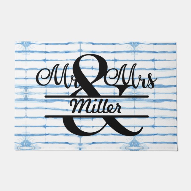 Aangepast aangepast monogram Shibori Deurklep Deurmat (Voorkant)