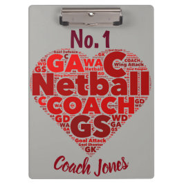 Aangepast aangepast Nee.1 Netball Coach Klembord