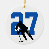 Aangepast aangepast nummer van Aangepaste Hockey P Keramisch Ornament (Voorkant)