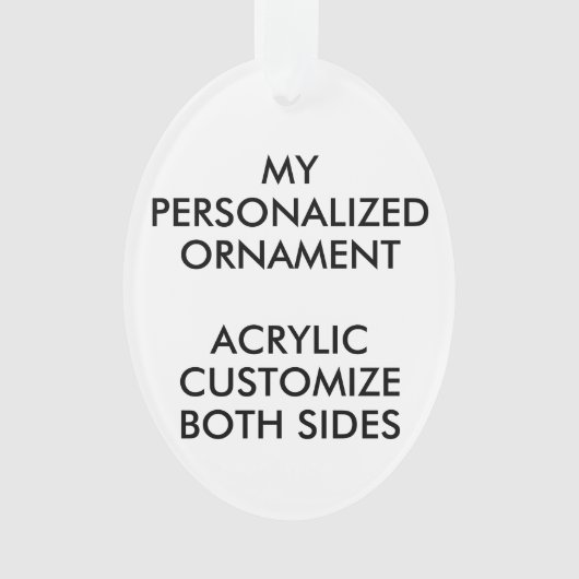 Aangepast, aangepast OVAL ACRYLIC FOTO-ORNAMENT Ornament (voorkant)