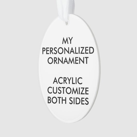 Aangepast, aangepast OVAL ACRYLIC FOTO-ORNAMENT Ornament (voorkant)