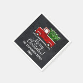 Aangepast aangepast Red Truck Tree Merry Kerstmis Servet (Hoek)