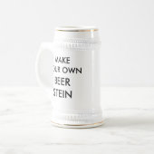 Aangepast, aangepast, wit en goud, 22oz Beer Stein Bierpul (Voorkant links)