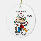 Aangepast aanstaande paar met twee katten Ornament (Links)