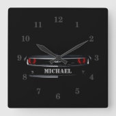 Aangepast aantal zwarte Chevy Camaro-Jouw namen Vierkante Klok (Voorkant)