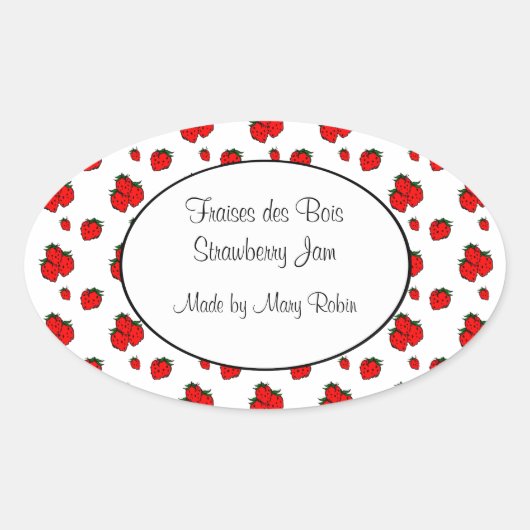 Aangepast aardbei patroon inmaak sticker (Voorkant)