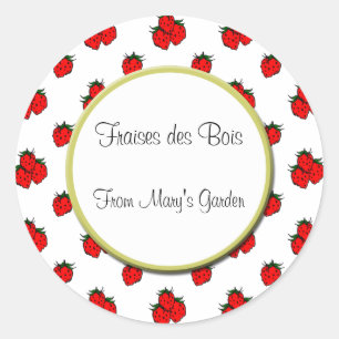 Aangepast aardbeienpatroon blikstickers ronde sticker