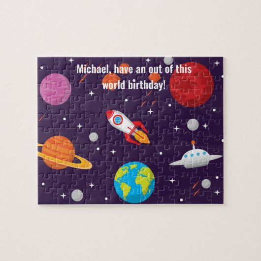 Aangepast, Aarde, raketschepen, planeten, universu Legpuzzel (Horizontaal)