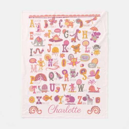 Aangepast ABC-dier Fleece Deken (Voorkant)