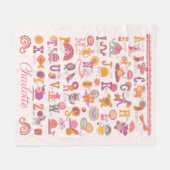 Aangepast ABC-dier Fleece Deken (Voorkant (Horizontaal))